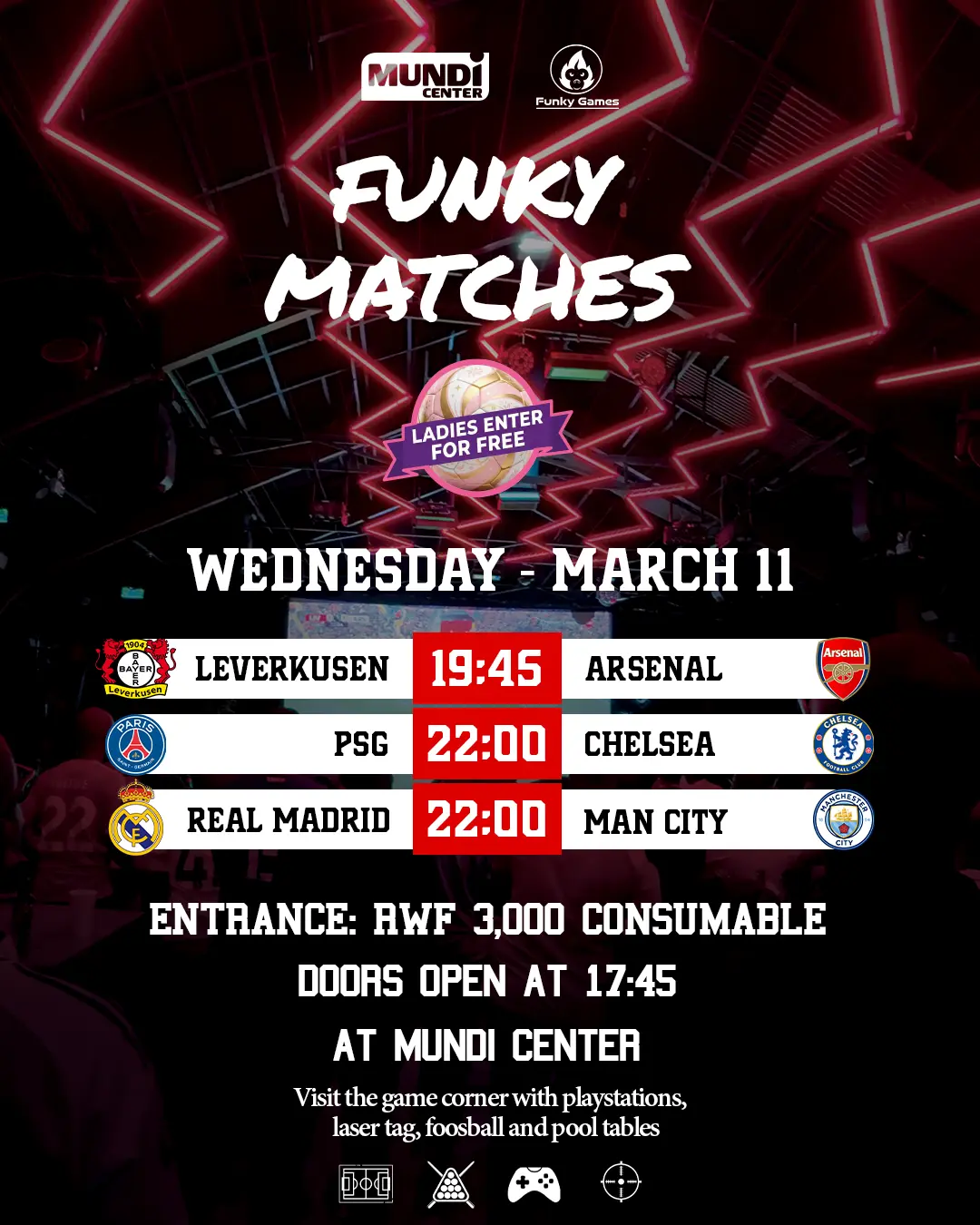 Funky Matches: Wednesday Games! | Event At Mundi Center
